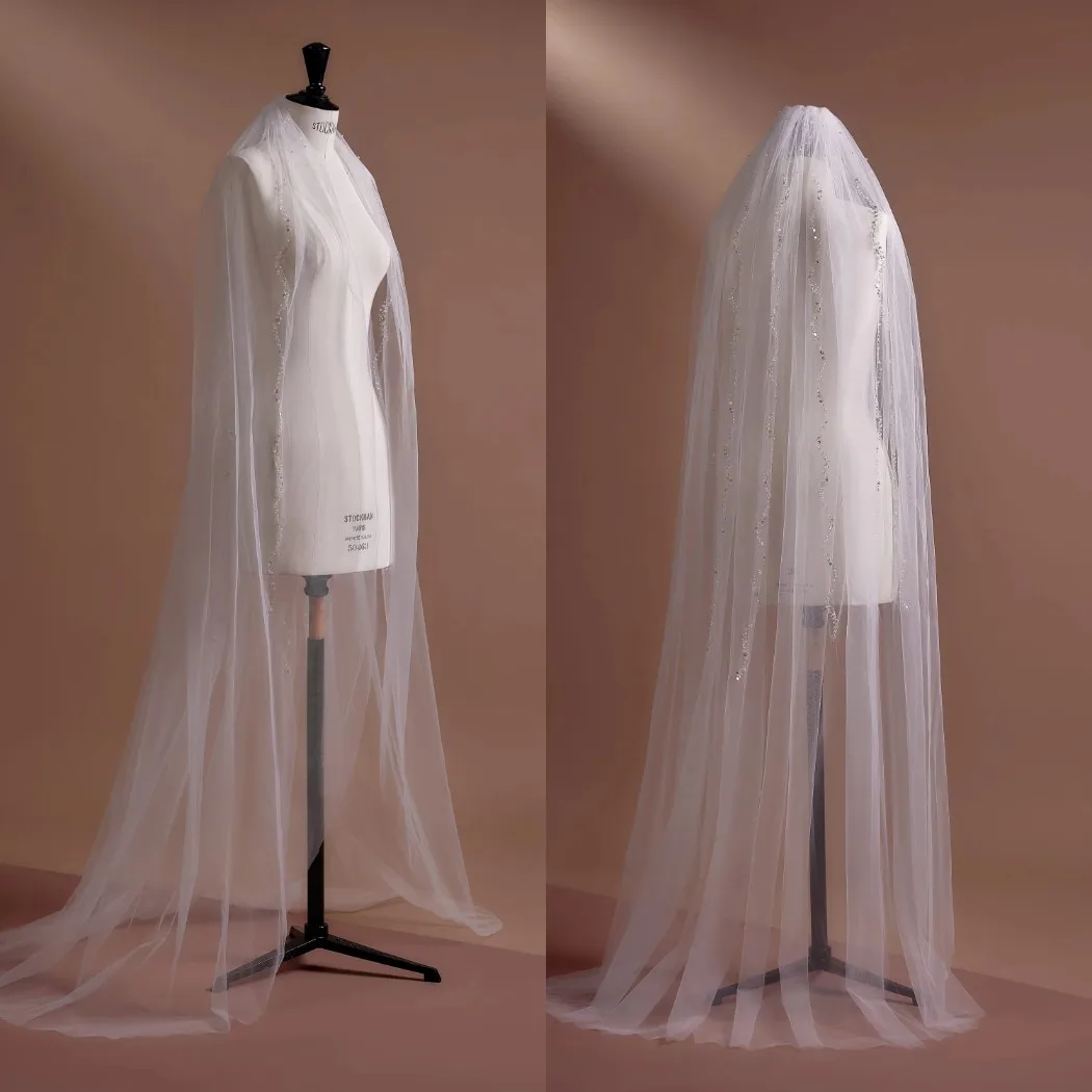 Simple Bridal Veils For Women 3m Sequins Beaded Floor Length Voile Marriage Wedding Veil Tulle Bride Accessories Custom Made
Simple Bridal Veils For Women 3m Sequins Beaded Floor Length Voile Marriage Wedding Veil Tulle Bride Accessories Custom Made