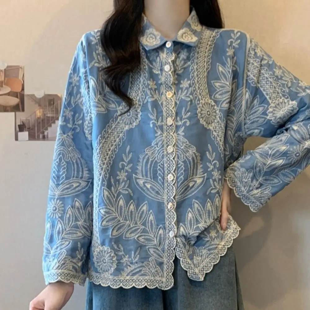 Fashion Ethnic Style Blouse for Women Sweet Cardigans Embroidery Lace Top Chic Irregular Hem Floral Shirts Summer
Fashion Ethnic Style Blouse for Women Sweet Cardigans Embroidery Lace Top Chic Irregular Hem Floral Shirts Summer