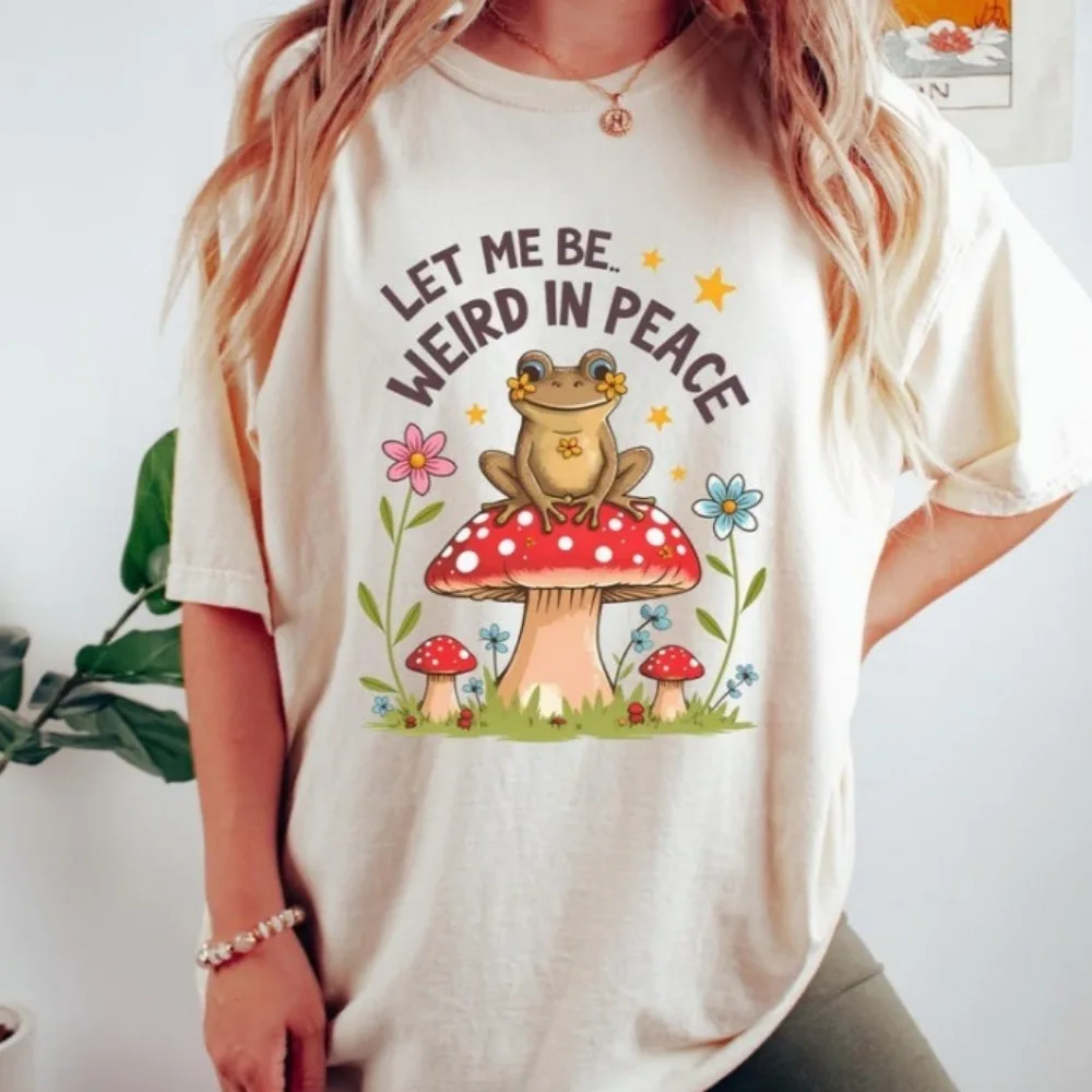 Let Me Be Weird Frog T-Shirt Cute Mushroom Womne Graphic Tee Funny Cottagecore Frog Tees Whimsical Nature Aesthetic Shirt
Let Me Be Weird Frog T-Shirt Cute Mushroom Womne Graphic Tee Funny Cottagecore Frog Tees Whimsical Nature Aesthetic Shirt