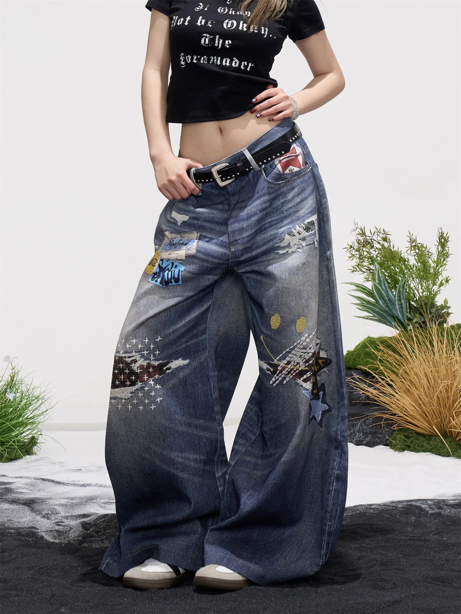 Retro American Street Style Embroidered Denim Jeans Loose Wide Leg Pants 3D Printed Patch Design Men's Spring Season Breathable
Retro American Street Style Embroidered Denim Jeans Loose Wide Leg Pants 3D Printed Patch Design Men's Spring Season Breathable