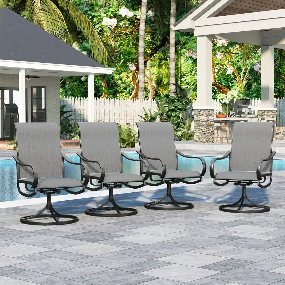 Patio Chairs Set of 4, Swivel Outdoor Chairs Textilene Patio Dining Chairs Heavy Duty with Metal Frame Support 300lbs for Lawn
Patio Chairs Set of 4, Swivel Outdoor Chairs Textilene Patio Dining Chairs Heavy Duty with Metal Frame Support 300lbs for Lawn
