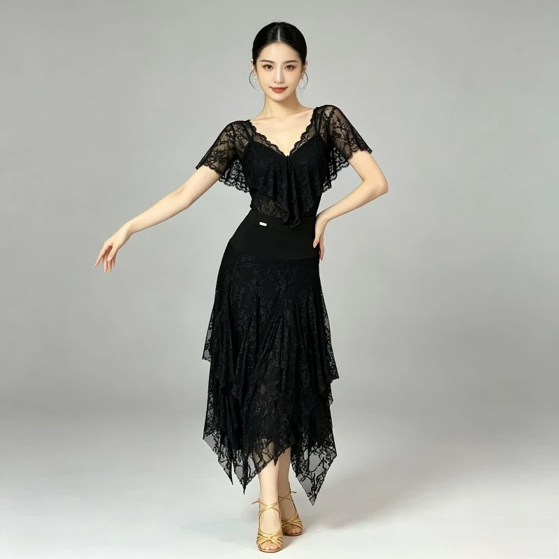 Women Black Lace Ballroom Dance Skirt Multi-Layer Slit Skirt for Waltz Tango Standard Dance performance accessories Dancewear
Women Black Lace Ballroom Dance Skirt Multi-Layer Slit Skirt for Waltz Tango Standard Dance performance accessories Dancewear