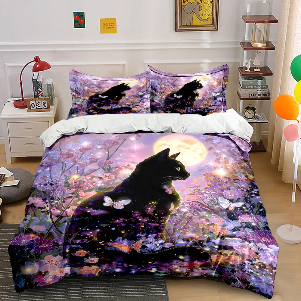 3pcs Enchanted night cat with butterflies Pattern Duvet Cover Set Digital Print Colorful Polyester Bedding with Zipper Closur
3pcs Enchanted night cat with butterflies Pattern Duvet Cover Set Digital Print Colorful Polyester Bedding with Zipper Closur