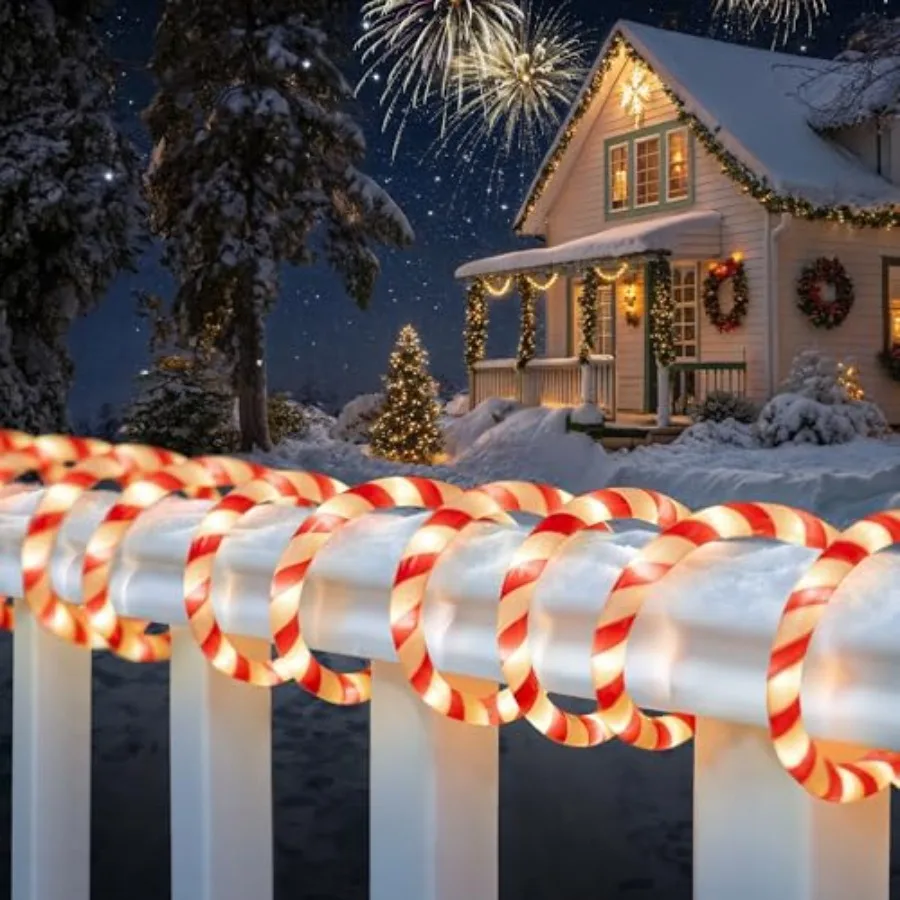 Christmas Candy Cane Lights 33ft 240 LED Connectable and Flexible White and Red Candy Cane Rope Lights for Outside 8 Modes Wate
Christmas Candy Cane Lights 33ft 240 LED Connectable and Flexible White and Red Candy Cane Rope Lights for Outside 8 Modes Wate