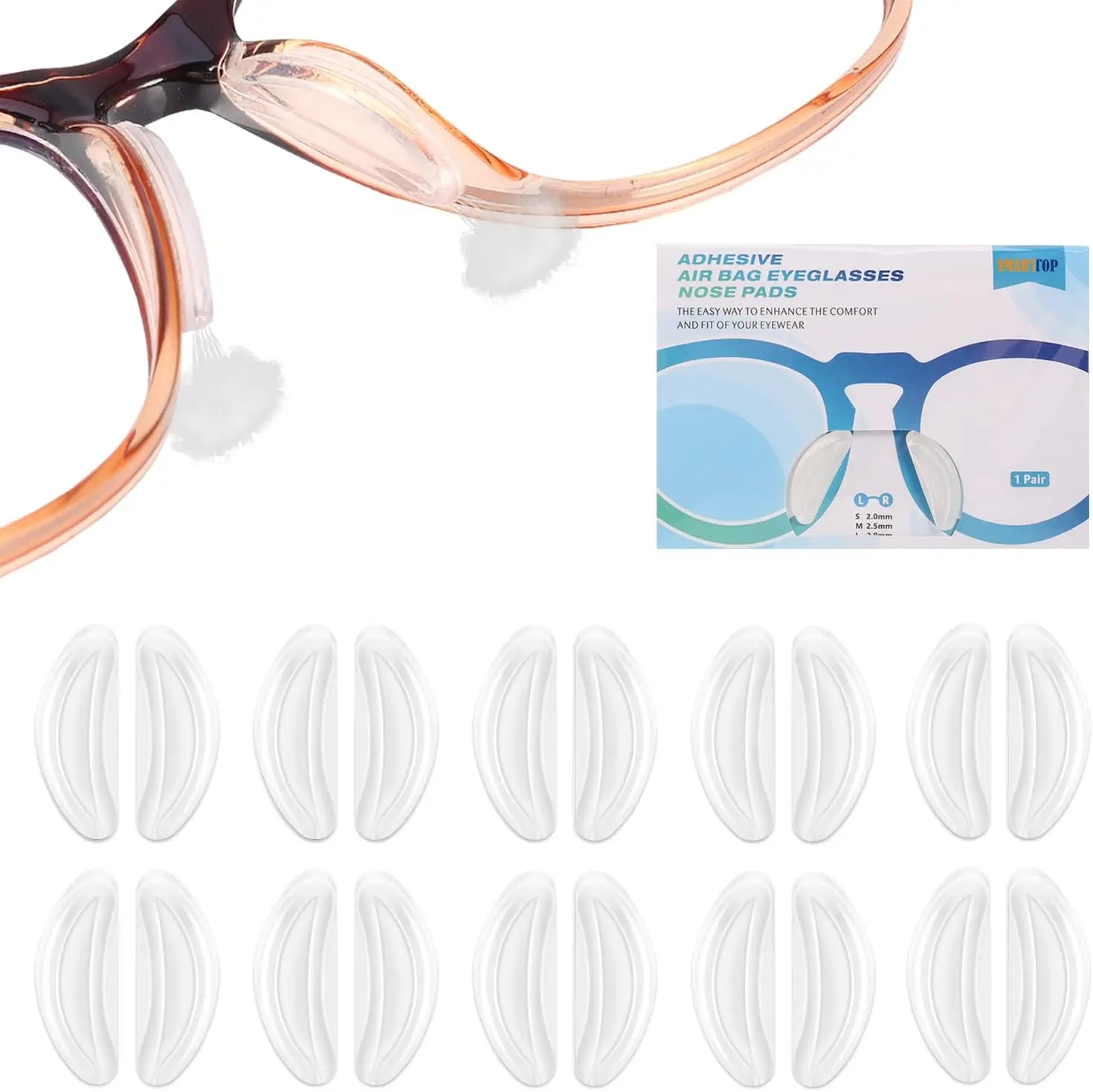 10 Pairs Silicone Nose Pads for Glasses, Anti-Slip Adhesive Nose Pads with Air Chamber Design, Soft & Comfortable for Full Frame Sunglasses & Reading Glasses
10 Pairs Silicone Nose Pads for Glasses, Anti-Slip Adhesive Nose Pads with Air Chamber Design, Soft & Comfortable for Full Frame Sunglasses & Reading Glasses