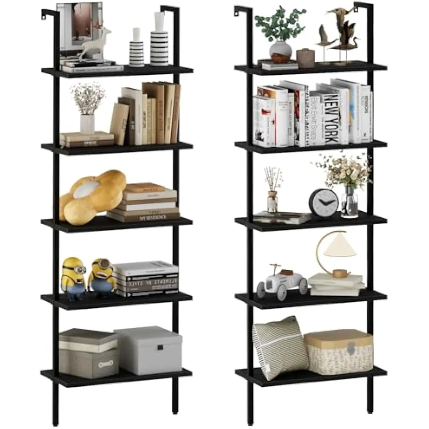 aboxoo Ladder Shelf 2PCS Open Bookshelf 5-Tier Wood Wall-Mounted Black Bookcase Storage Rack Open Industrial Modern Plant Stand
aboxoo Ladder Shelf 2PCS Open Bookshelf 5-Tier Wood Wall-Mounted Black Bookcase Storage Rack Open Industrial Modern Plant Stand