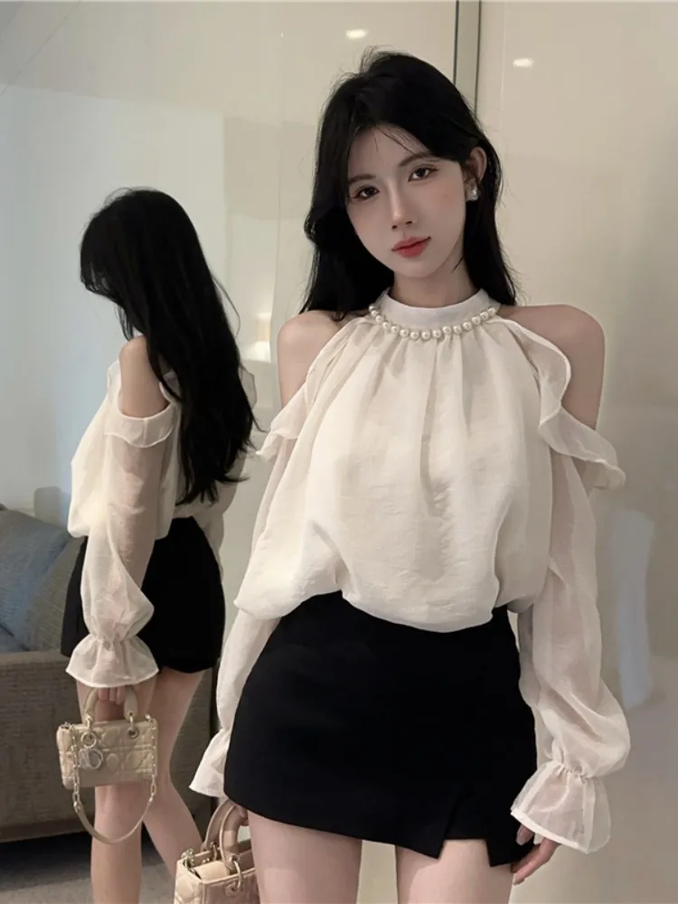 Elegant Embellished Shoulder Bridesmaid Blouse Women's Loose Long Sleeve Stand Collar Beaded Chiffon Top for Autumn
Elegant Embellished Shoulder Bridesmaid Blouse Women's Loose Long Sleeve Stand Collar Beaded Chiffon Top for Autumn