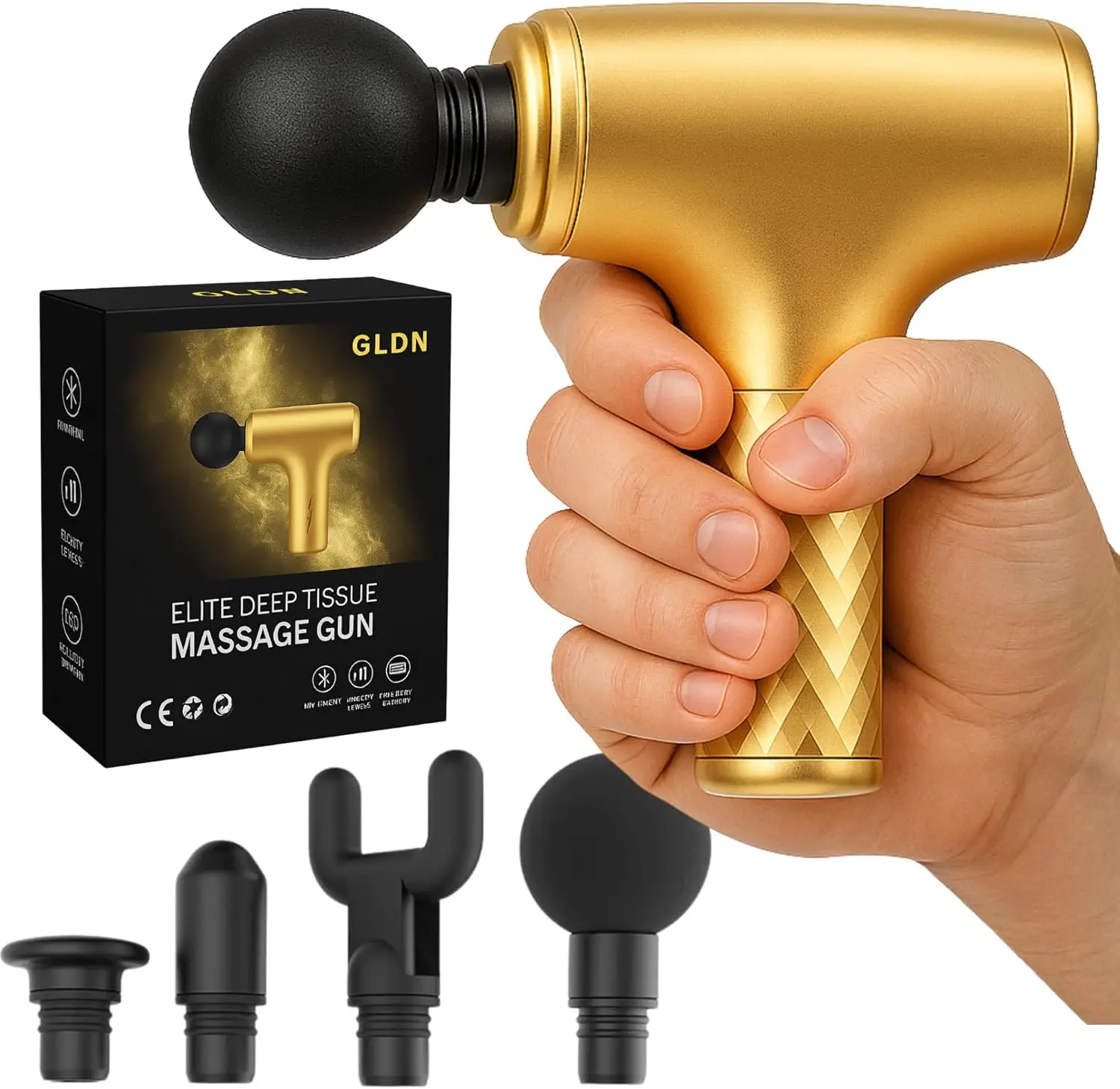 Gold Finish Mini Massage Gun with 4 Heads, Deep Tissue Percussion Massager for Back, Neck & Body Pain – Electric Relief Gift for
Gold Finish Mini Massage Gun with 4 Heads, Deep Tissue Percussion Massager for Back, Neck & Body Pain – Electric Relief Gift for