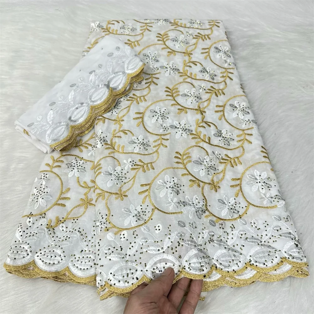 Nigerian Swiss Voile Lace Fabric 2024 High Quality Stones Embroidery African Cotton Lace Fabric for Women Wedding Dresses Sewing
Nigerian Swiss Voile Lace Fabric 2024 High Quality Stones Embroidery African Cotton Lace Fabric for Women Wedding Dresses Sewing