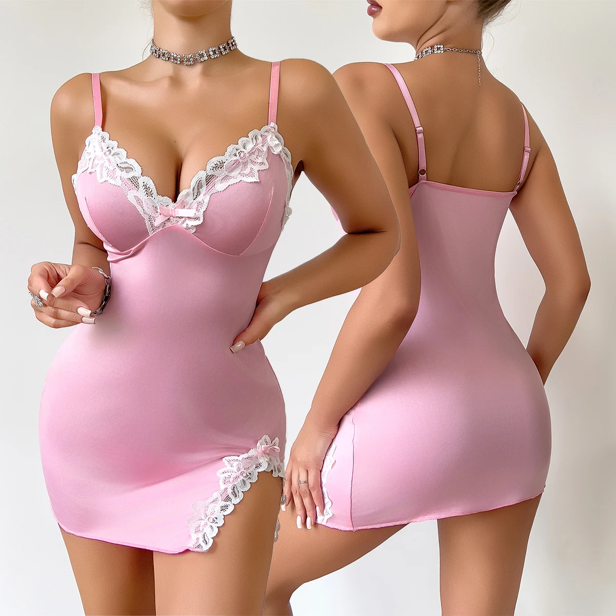 Summer hot Women Nightdress Seductive Pink Deep V Sleeveless Fashion Lace Sleep Pajamas Dress Ladies Lingerie Nightgown Homewear
Summer hot Women Nightdress Seductive Pink Deep V Sleeveless Fashion Lace Sleep Pajamas Dress Ladies Lingerie Nightgown Homewear