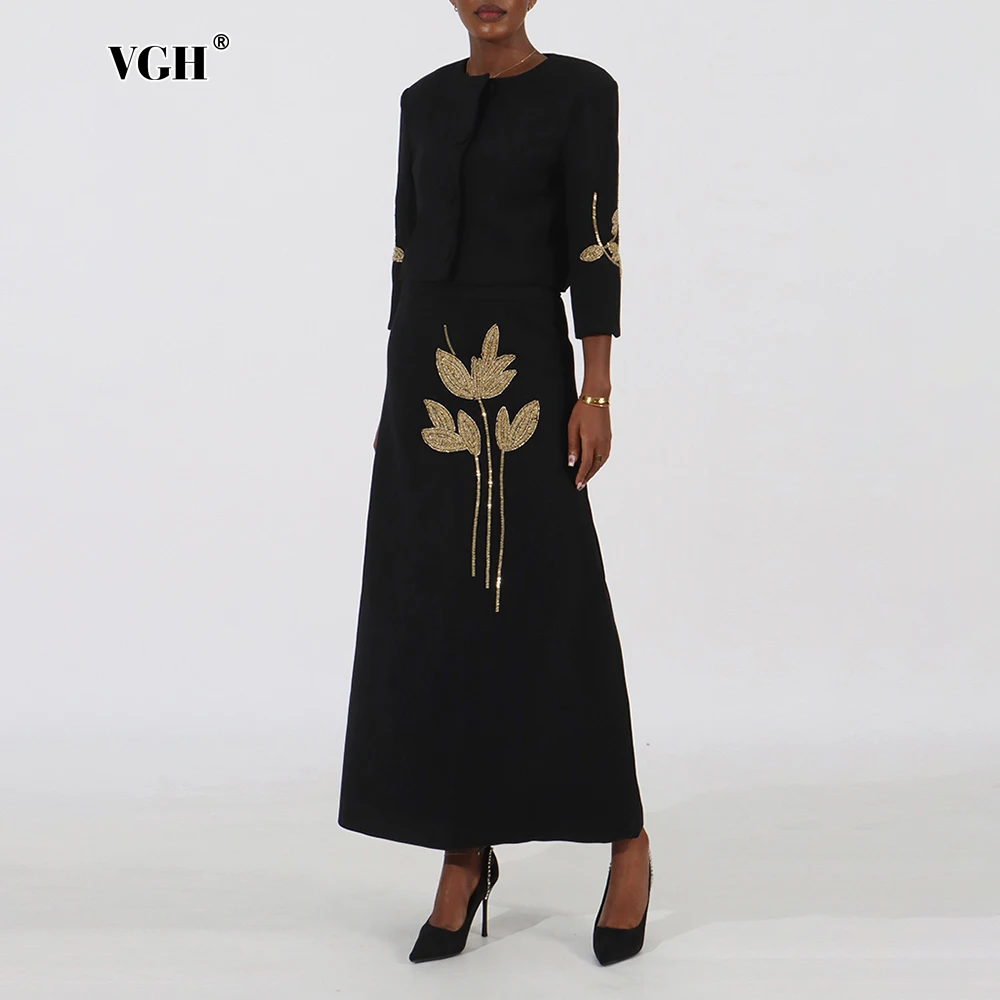 VGH Solid Embroidery Slimming Elegant Sets For Women Round Neck Long Sleeve Top High Waist Skirt Designer Set Female Style New
VGH Solid Embroidery Slimming Elegant Sets For Women Round Neck Long Sleeve Top High Waist Skirt Designer Set Female Style New