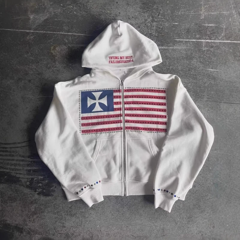 Fashion Retro Street 3D Digital Printing Loose Trendy Casual Zipper Hooded Sweater
Fashion Retro Street 3D Digital Printing Loose Trendy Casual Zipper Hooded Sweater