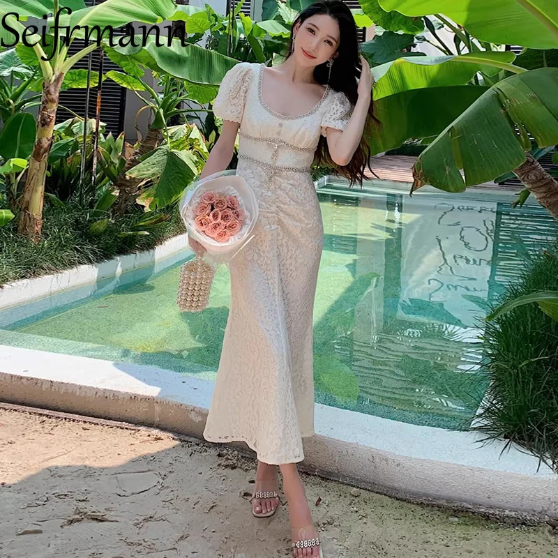 Seifrmann 2026 Spring Women's New Fashionable Square Neck Short Sleeve Lace Waist-cinching Fish Tail Long Dress
Seifrmann 2026 Spring Women's New Fashionable Square Neck Short Sleeve Lace Waist-cinching Fish Tail Long Dress
