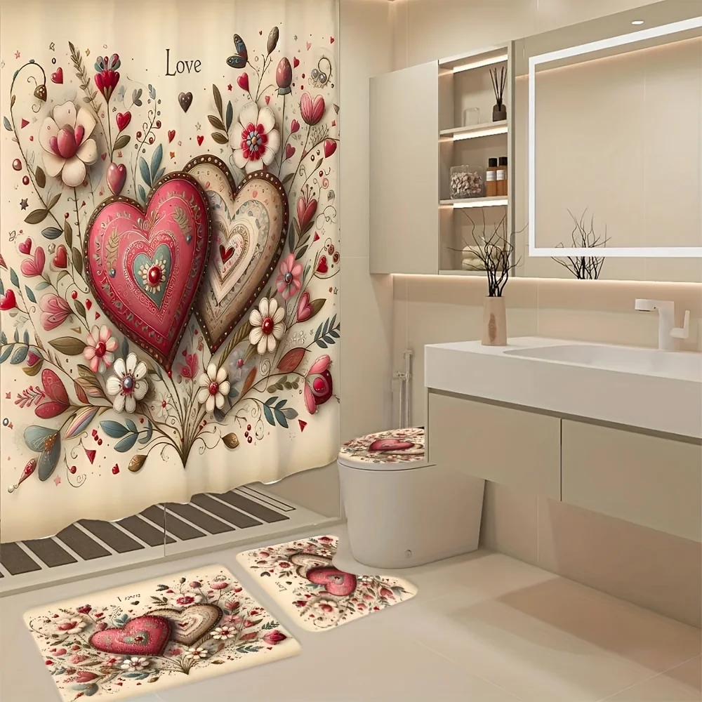 Набор из 4 предметов для ванной комнаты Romantic Hearts: занавеска для душа, коврик для ванной, крышка унитаза, крышка бака – элегантный и любящий декор
Набор из 4 предметов для ванной комнаты Romantic Hearts: занавеска для душа, коврик для ванной, крышка унитаза, крышка бака – элегантный и любящий декор