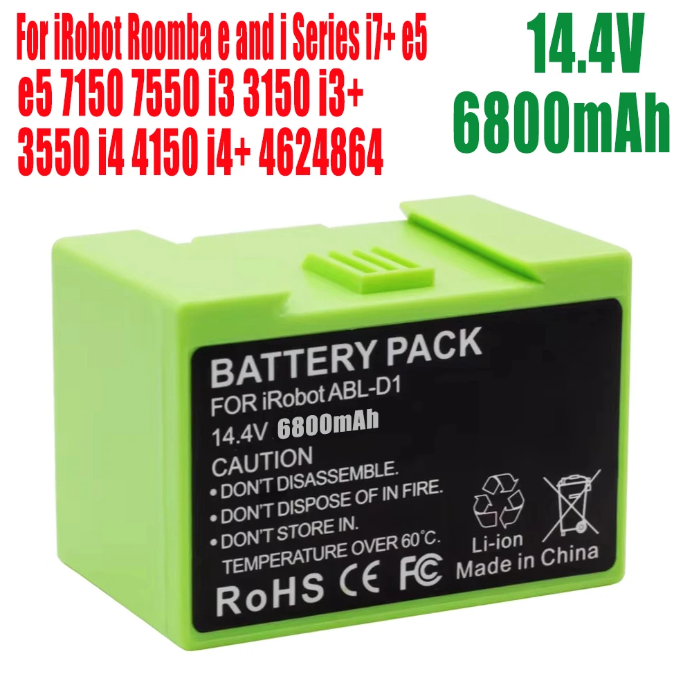 14.4V 6800mAh i7 Battery Replacement for iRobot Roomba e and i Series i7+ e5 7150 7550 i3 3150 i3+ 3550 i4 4150 i4 Accessories
14.4V 6800mAh i7 Battery Replacement for iRobot Roomba e and i Series i7+ e5 7150 7550 i3 3150 i3+ 3550 i4 4150 i4 Accessories