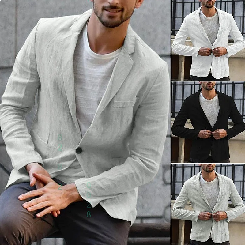 Men's Blazer Cotton Linen Casual Lightweight Jacket Spring Summer Blazers
Men's Blazer Cotton Linen Casual Lightweight Jacket Spring Summer Blazers
