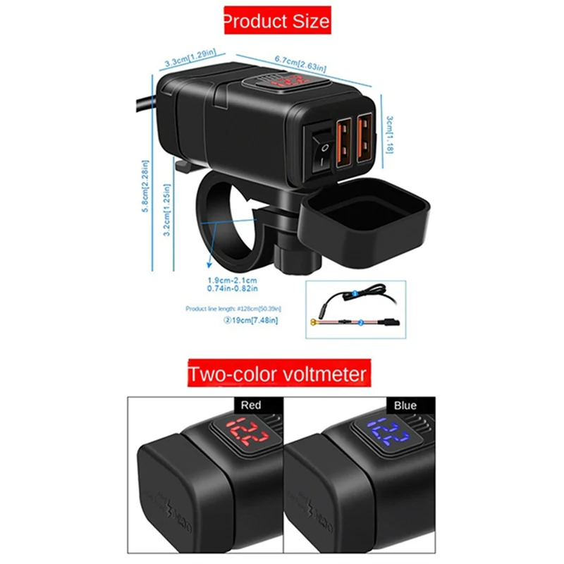 AY14 -QC3.0 Motorcycle Socket Waterproof Dual USB Fast Charge Charger Digital Display Voltmeter Motorcycle Accessories
AY14 -QC3.0 Motorcycle Socket Waterproof Dual USB Fast Charge Charger Digital Display Voltmeter Motorcycle Accessories