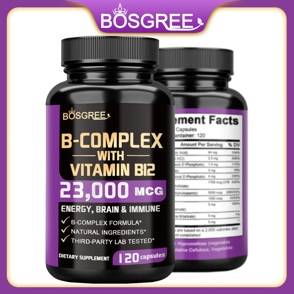 Vitamin B Complex Supplement, Vitamins B1,B2,B3,B5,B6,B9,B12,B16-Vitamin C,Inositol,Immune&Energy Metabolism,Brain&Heart Support
Vitamin B Complex Supplement, Vitamins B1,B2,B3,B5,B6,B9,B12,B16-Vitamin C,Inositol,Immune&Energy Metabolism,Brain&Heart Support