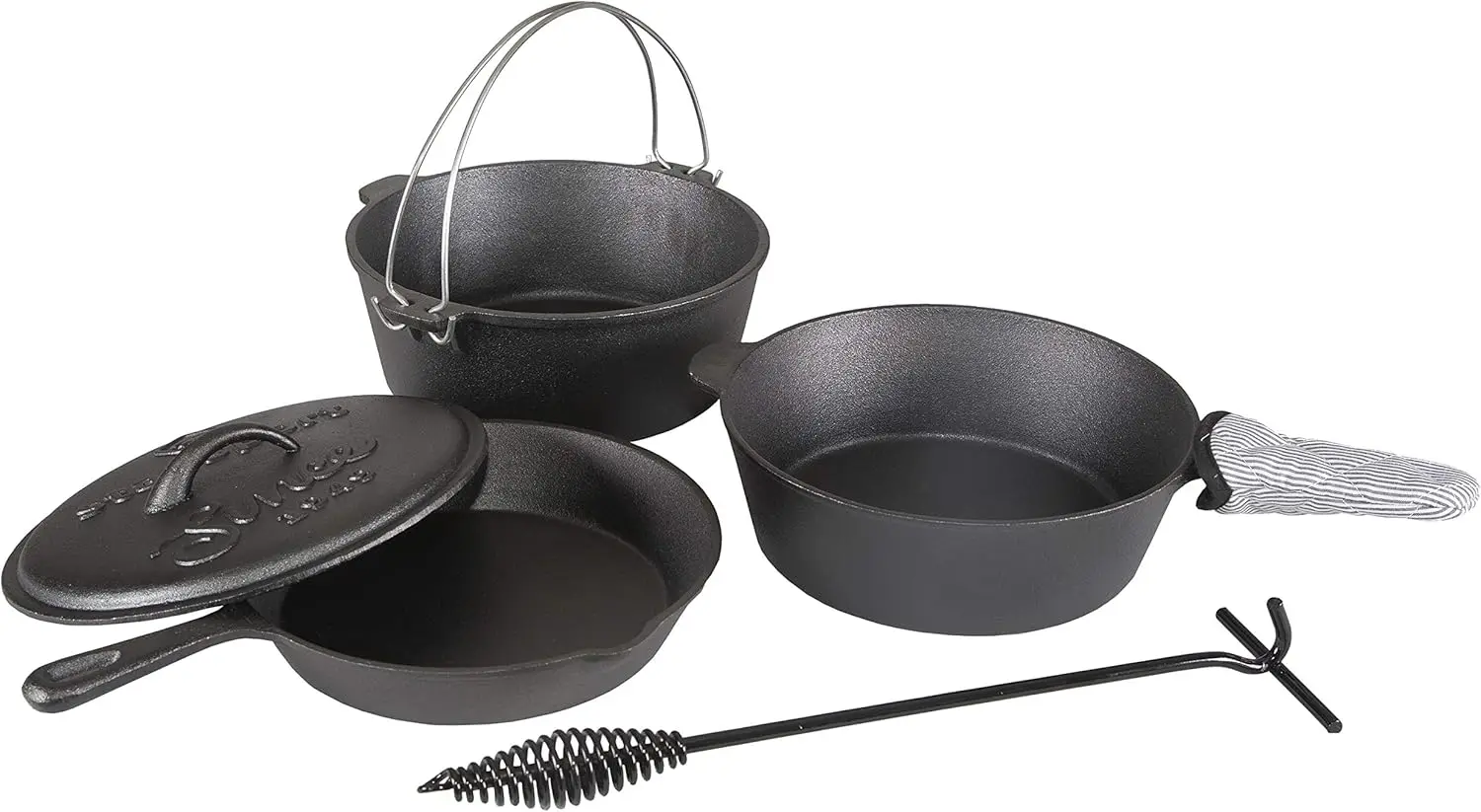 6-Piece Cast Iron Cookware Set for Outdoor Cooking, Even Heat Distribution
6-Piece Cast Iron Cookware Set for Outdoor Cooking, Even Heat Distribution
