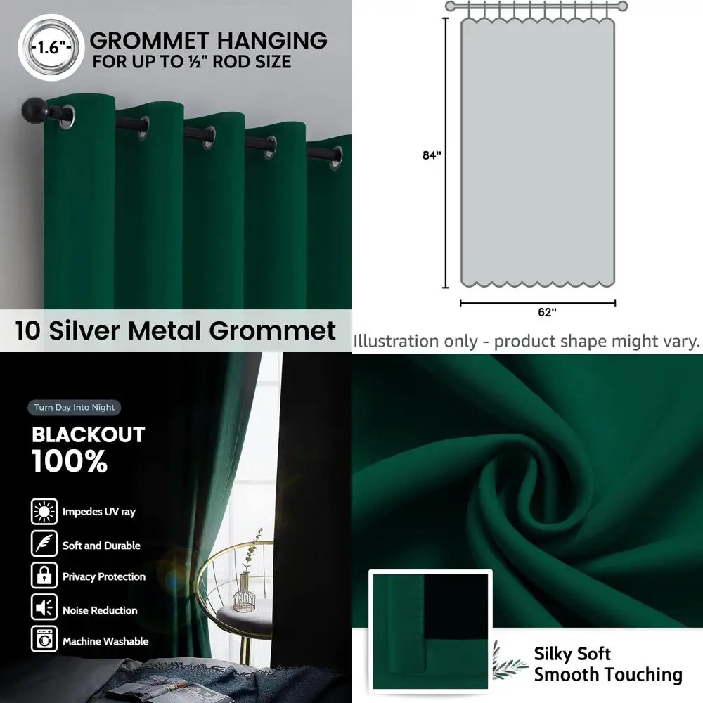 Теплоизолированные темно-зеленые шторы с люверсами, 100% затемнение, 62x84, комплект из 2 панелей для спальни и гостиной
Теплоизолированные темно-зеленые шторы с люверсами, 100% затемнение, 62x84, комплект из 2 панелей для спальни и гостиной