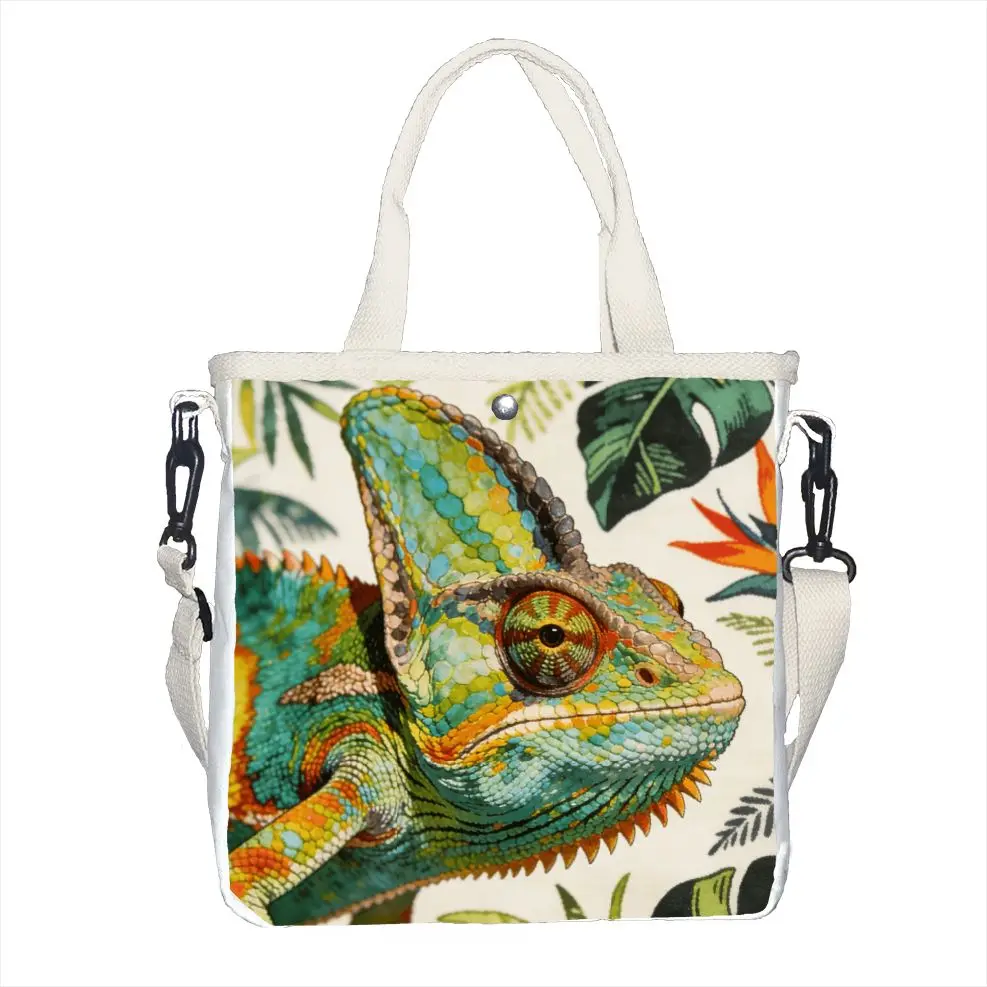 Unique Chameleon Watercolor Print Tote, Adjustable Strap Lightweight Reptile Lover Shoulder Bag
Unique Chameleon Watercolor Print Tote, Adjustable Strap Lightweight Reptile Lover Shoulder Bag