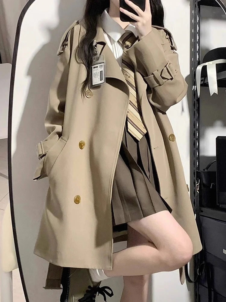 Trench Coat Women Korean Fashion Khaki Windbreaker Autumn Vintage Long Sleeve Jacket Lady College Style Double Breasted Coat
Trench Coat Women Korean Fashion Khaki Windbreaker Autumn Vintage Long Sleeve Jacket Lady College Style Double Breasted Coat