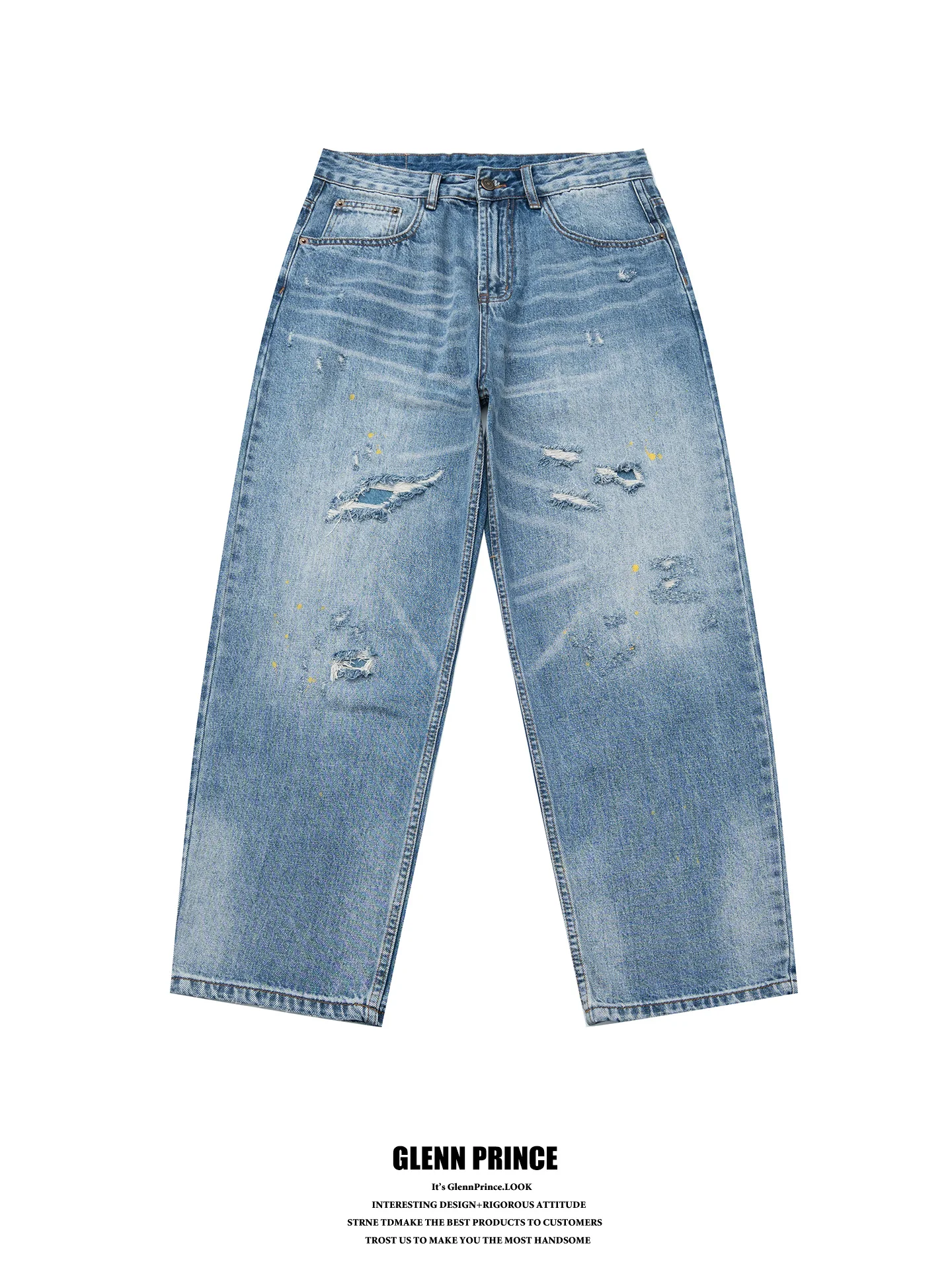 American Retro Washed Hole Knife Jeans Men's High Street Small Design Wide Leg Long Pants Cotton Polyester Blend Casual Jeans
American Retro Washed Hole Knife Jeans Men's High Street Small Design Wide Leg Long Pants Cotton Polyester Blend Casual Jeans