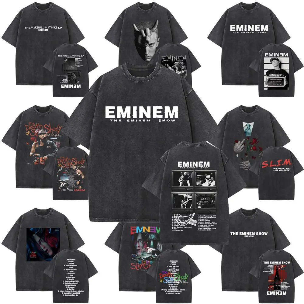 Rapper Eminem The Eminem Show Vintage Washed T-shirt Men Women Hip Hop Fashion Pop Music T Shirts Male Casual Oversized T-shirts
Rapper Eminem The Eminem Show Vintage Washed T-shirt Men Women Hip Hop Fashion Pop Music T Shirts Male Casual Oversized T-shirts