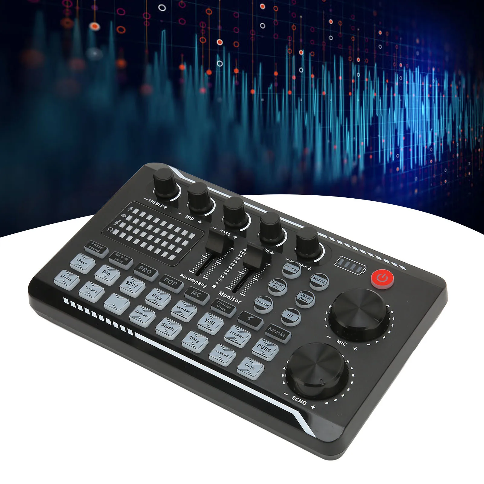 Sound Mixer Multiple Sound Effects Voice Change Live Broadcast Sound Card for Podcast Recording Streaming Home KTV Sound Mixer
Sound Mixer Multiple Sound Effects Voice Change Live Broadcast Sound Card for Podcast Recording Streaming Home KTV Sound Mixer