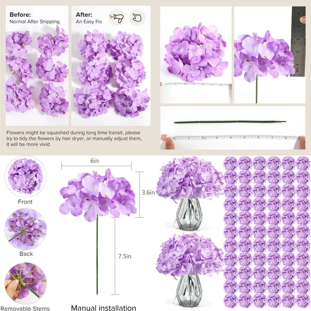 100+ Silk Hydrangea Stems for Weddings, Party Decorations, and Garden Accents
100+ Silk Hydrangea Stems for Weddings, Party Decorations, and Garden Accents