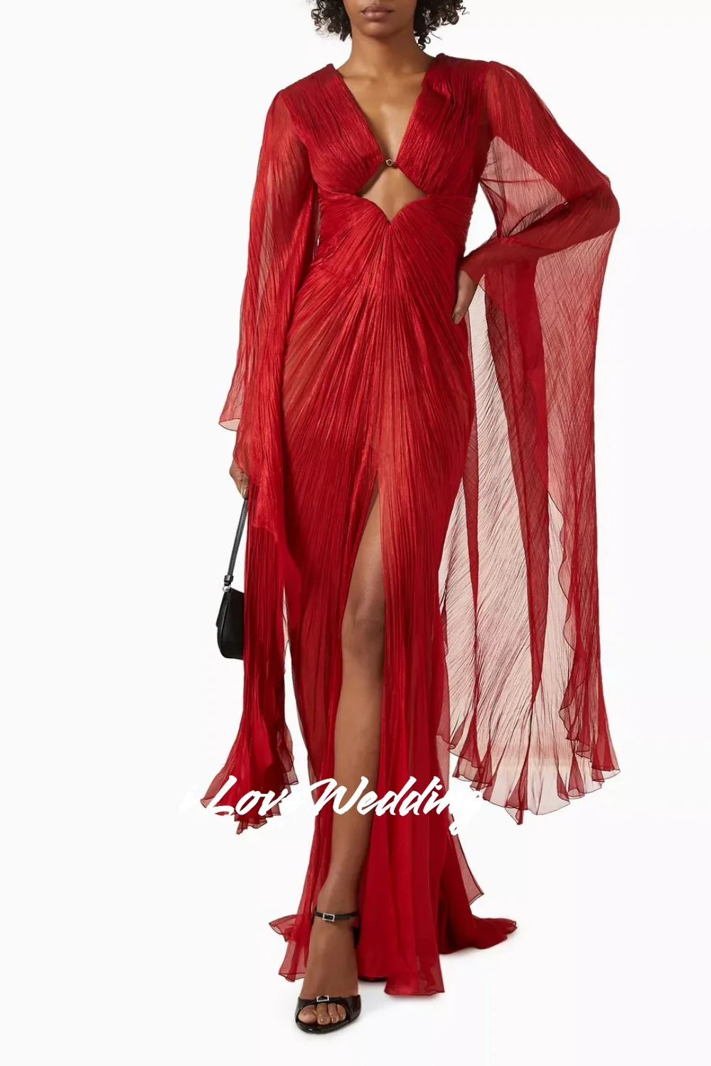 Red V-Neck Evening Dresses 2025 Long Sleeve Backless Mermaid Side Split Floor-Length Pleated Wedding Party Dresses Customized
Red V-Neck Evening Dresses 2025 Long Sleeve Backless Mermaid Side Split Floor-Length Pleated Wedding Party Dresses Customized