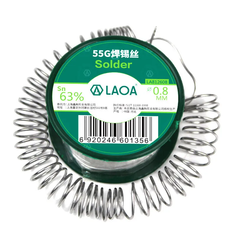 LAOA 63% tin content solder wire with rosin core, disposable solder flux wire 0.8MM 55g
LAOA 63% tin content solder wire with rosin core, disposable solder flux wire 0.8MM 55g