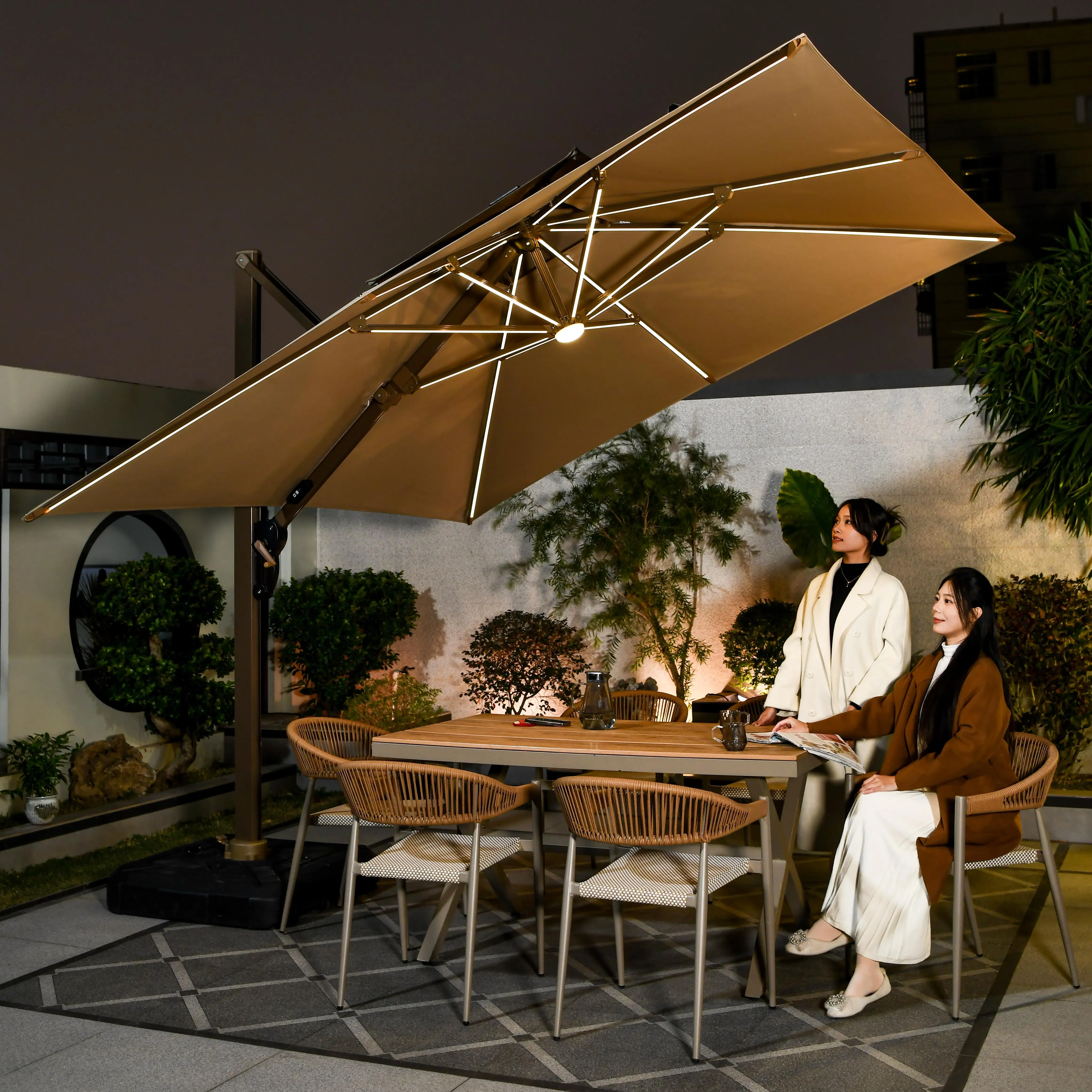 Waterproof Logo LED Light Umbrella Foldable Sun Shade For Outdoor Furniture For Outdoor Parks Hotels Dining Areas
Waterproof Logo LED Light Umbrella Foldable Sun Shade For Outdoor Furniture For Outdoor Parks Hotels Dining Areas