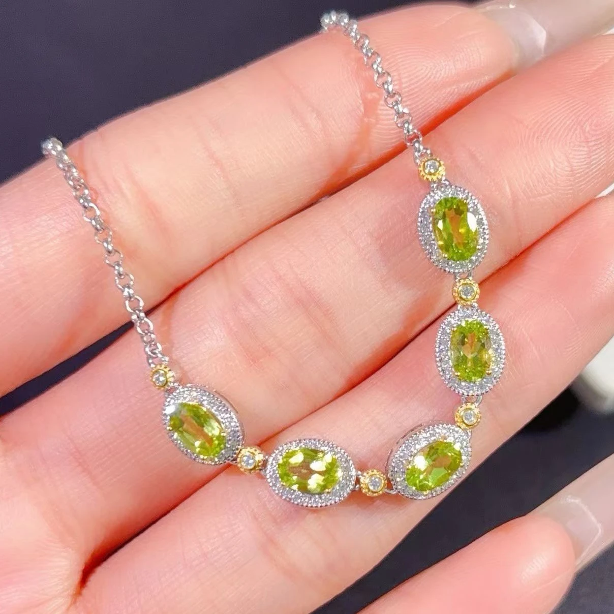 925 Silver Crystal Bracelet 5 Pieces 4mm*6mm Natural Peridot Bracelet with Certificate Genuine Sterling Silver Peridot Jewelry
925 Silver Crystal Bracelet 5 Pieces 4mm*6mm Natural Peridot Bracelet with Certificate Genuine Sterling Silver Peridot Jewelry