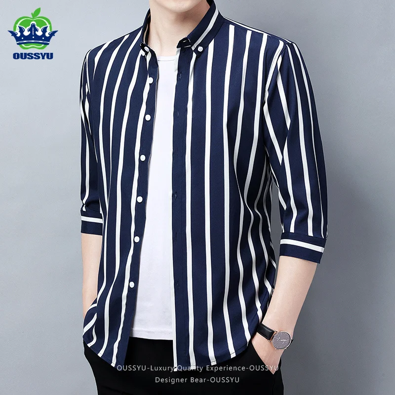 Men Striped Shirt Slim Fit Elastic Seven Quarter Sleeve Top for Spring Summer Casual Wear Fashionable Youth Trendy
Men Striped Shirt Slim Fit Elastic Seven Quarter Sleeve Top for Spring Summer Casual Wear Fashionable Youth Trendy
