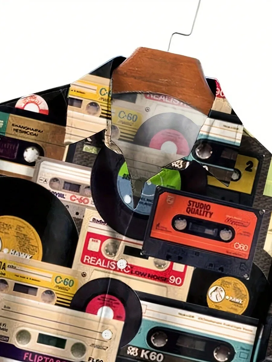 Mens Vintage Cassette Tape And Vinyl Record Print Short Sleeve Casual Shirt
Mens Vintage Cassette Tape And Vinyl Record Print Short Sleeve Casual Shirt