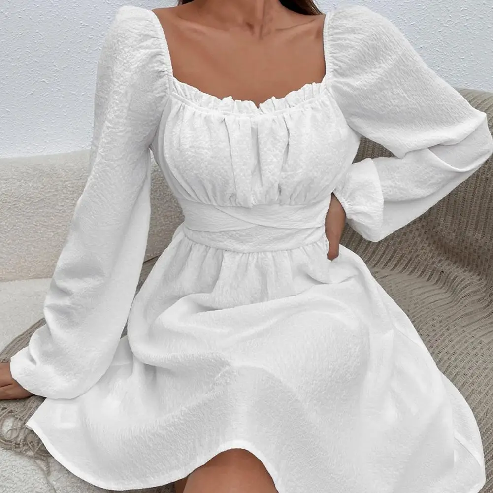 Women Long Sleeve Solid Color Mini Dress Summer Neck Stretch Dress Casual Ladies Waisted Back Neck Loose Dress
Women Long Sleeve Solid Color Mini Dress Summer Neck Stretch Dress Casual Ladies Waisted Back Neck Loose Dress