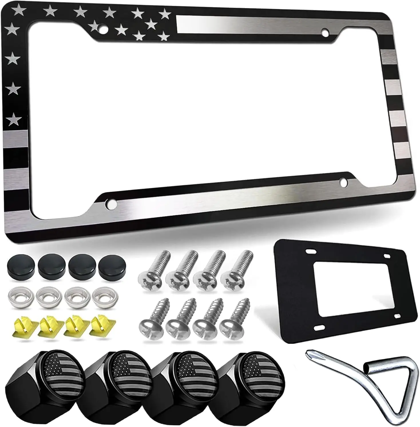 American Flag License Plate Frame Rust Rattle Proof Aluminum with Mounting Hardware Kit for Car Truck SUV
American Flag License Plate Frame Rust Rattle Proof Aluminum with Mounting Hardware Kit for Car Truck SUV
