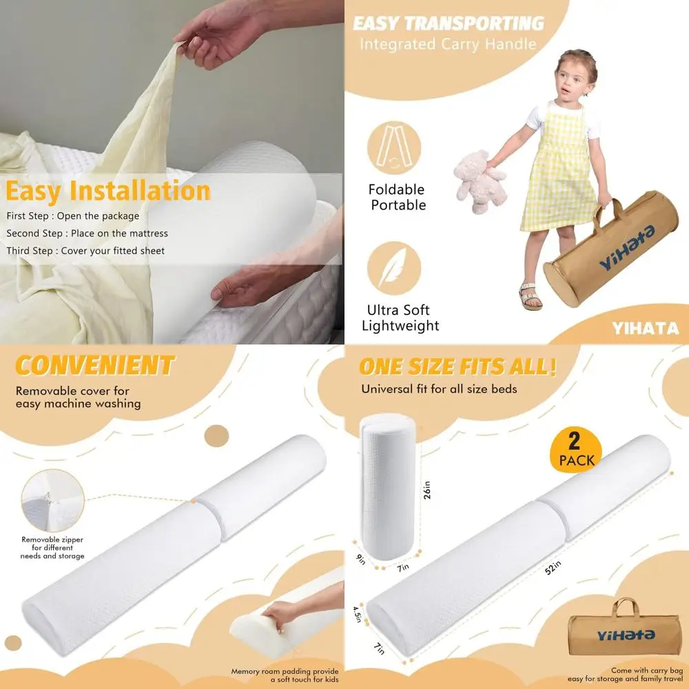 Collapsible 2-Pack Baby Bed Rails with Washable Covers for Toddler Safety on Various Bed Sizes
Collapsible 2-Pack Baby Bed Rails with Washable Covers for Toddler Safety on Various Bed Sizes