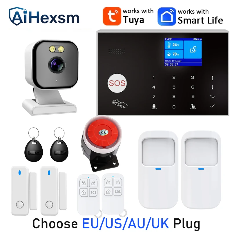 Tuya App Control WIFI IP Camera G30 Alarm System Pet Immune for Home Burglar Security 433MHz WiFi GSM Alarm Wireless Smart House
Tuya App Control WIFI IP Camera G30 Alarm System Pet Immune for Home Burglar Security 433MHz WiFi GSM Alarm Wireless Smart House