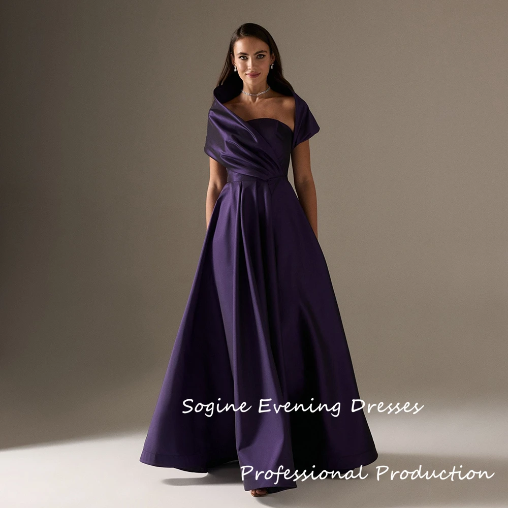 Purple Thick Satin A-Line Prom Dresses For Women Empire Waist Short Sleeve فساتين سهرة Ruched Ruffles Платье Вечернее 2025
Purple Thick Satin A-Line Prom Dresses For Women Empire Waist Short Sleeve فساتين سهرة Ruched Ruffles Платье Вечернее 2025