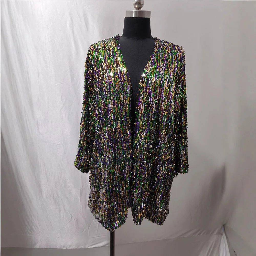 Fashionable Design Colorful Flip-Style Women's Jacket For Party Performance Glitter Outerwear Elegant Casual Top Coat
Fashionable Design Colorful Flip-Style Women's Jacket For Party Performance Glitter Outerwear Elegant Casual Top Coat