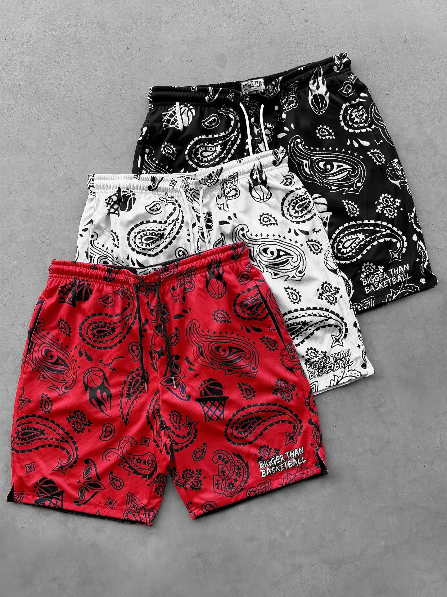 2026 Men's Paisley Basketball Shorts "Bigger Than Basketball" Print 3-Color Breathable Summer Casual Sports Streetwear Shorts
2026 Men's Paisley Basketball Shorts "Bigger Than Basketball" Print 3-Color Breathable Summer Casual Sports Streetwear Shorts