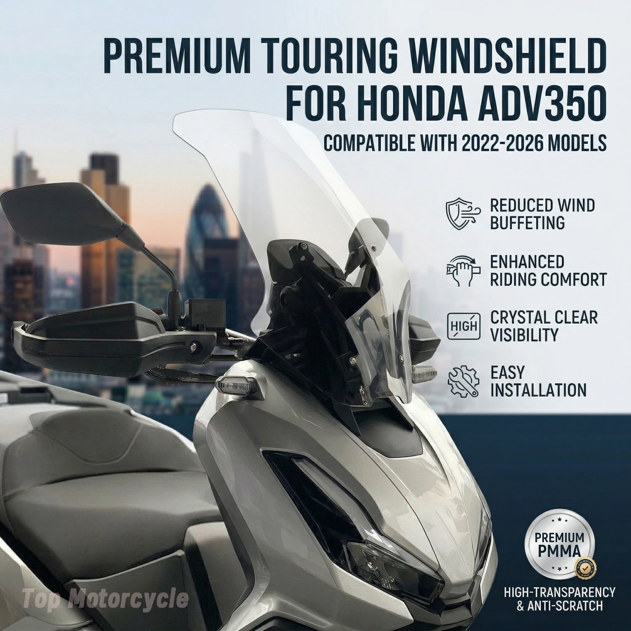 Motorcycle Sport Racing Windscreen Windshield Air Deflector Front Wind Glass Fit for Honda X-ADV350 2022-2026
Motorcycle Sport Racing Windscreen Windshield Air Deflector Front Wind Glass Fit for Honda X-ADV350 2022-2026