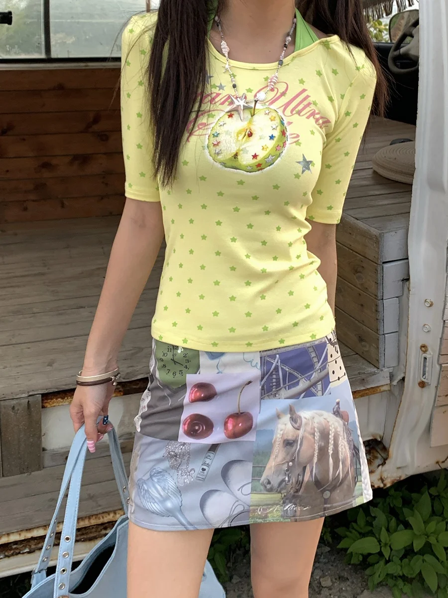 Summer High Waist A-Line Skirt Women's Print Patchwork Street Style Slimming Short Skirt Easy to Match Hot Girl Look
Summer High Waist A-Line Skirt Women's Print Patchwork Street Style Slimming Short Skirt Easy to Match Hot Girl Look