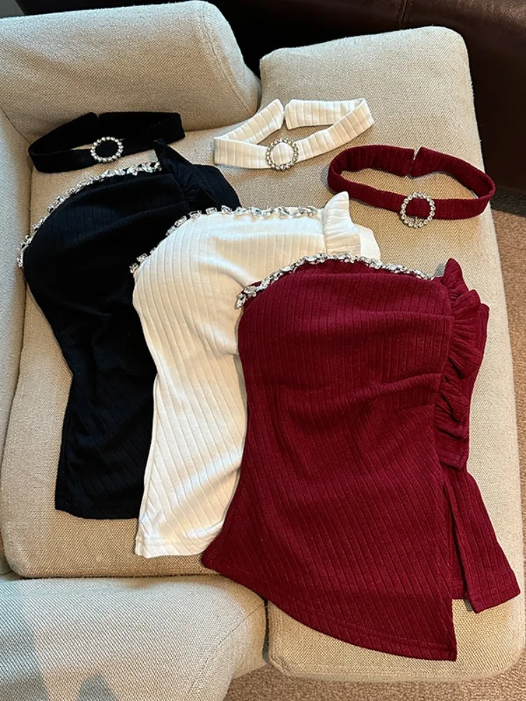 Autumn Winter Sexy Sweet Spicy Heavy Embellished Women's Camisole Tank Top Slim Fit Base Layer Inner Wear Asymmetrical Short ...
Autumn Winter Sexy Sweet Spicy Heavy Embellished Women's Camisole Tank Top Slim Fit Base Layer Inner Wear Asymmetrical Short ...
