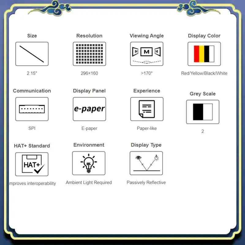 Portable 2.15Inch E-Paper Display (G), E-Ink Display, 296X160 Pixel, Red/Black/White/Yellow Electronic Ink Screen, SPI Interface
Portable 2.15Inch E-Paper Display (G), E-Ink Display, 296X160 Pixel, Red/Black/White/Yellow Electronic Ink Screen, SPI Interface