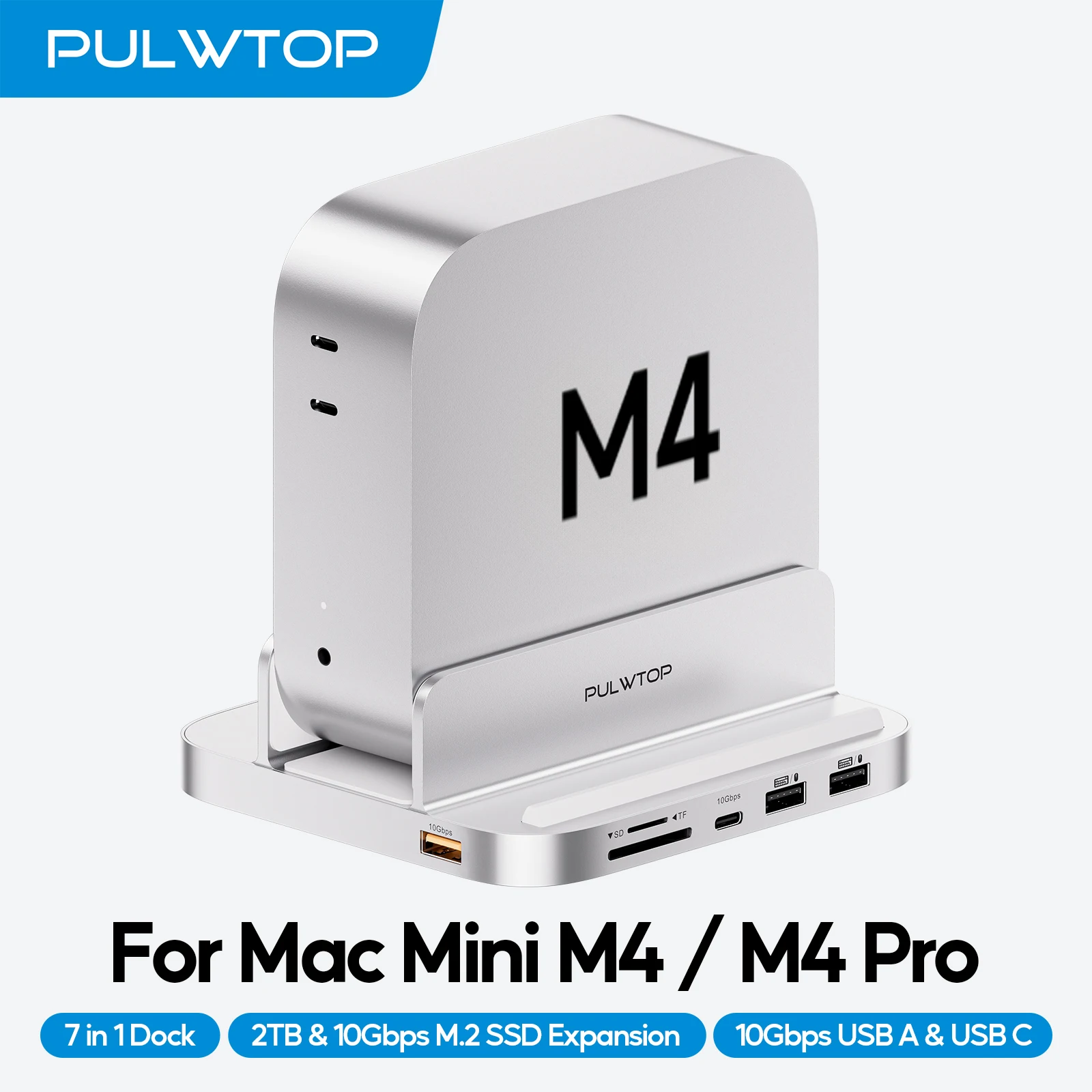 PULWTOP Mac Mini M4 Hub with M.2 SSD Enclosure (NOT Included), with USB A/C 3.2, Audio Mic, SD/TF, for Mac Mini M4/M4 Pro
PULWTOP Mac Mini M4 Hub with M.2 SSD Enclosure (NOT Included), with USB A/C 3.2, Audio Mic, SD/TF, for Mac Mini M4/M4 Pro