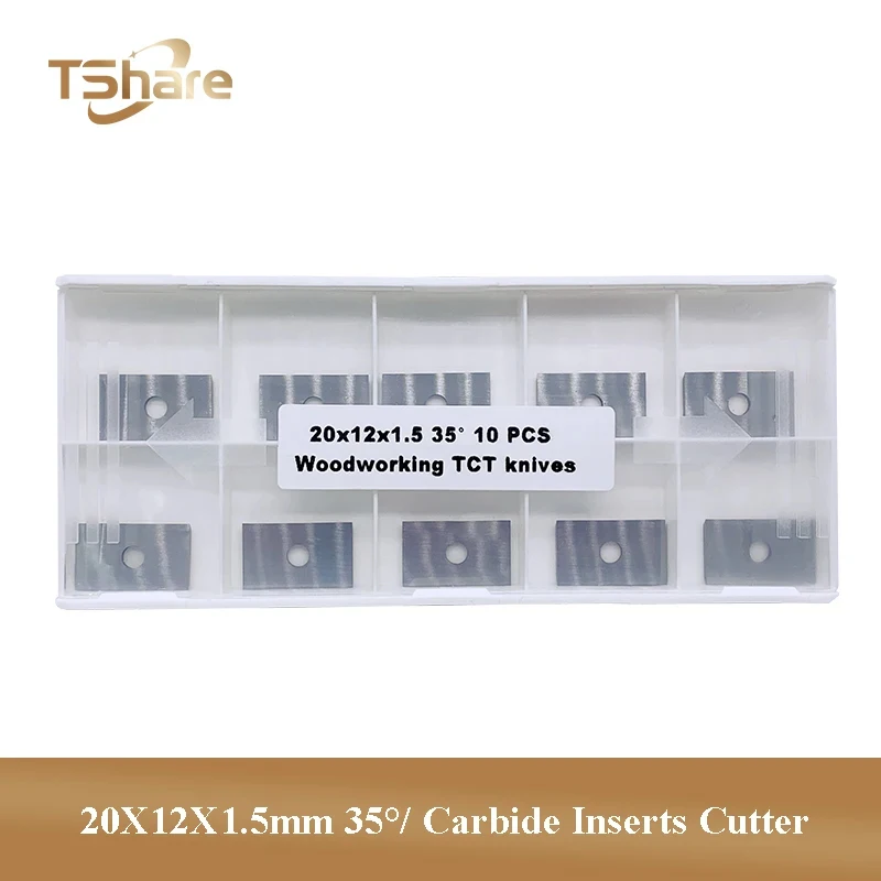10PCS 20X12X1.5mm 35° Carbide Inserts Cutter for Woodworking Surfacing Groove Helical Planer Cutter Heads
10PCS 20X12X1.5mm 35° Carbide Inserts Cutter for Woodworking Surfacing Groove Helical Planer Cutter Heads