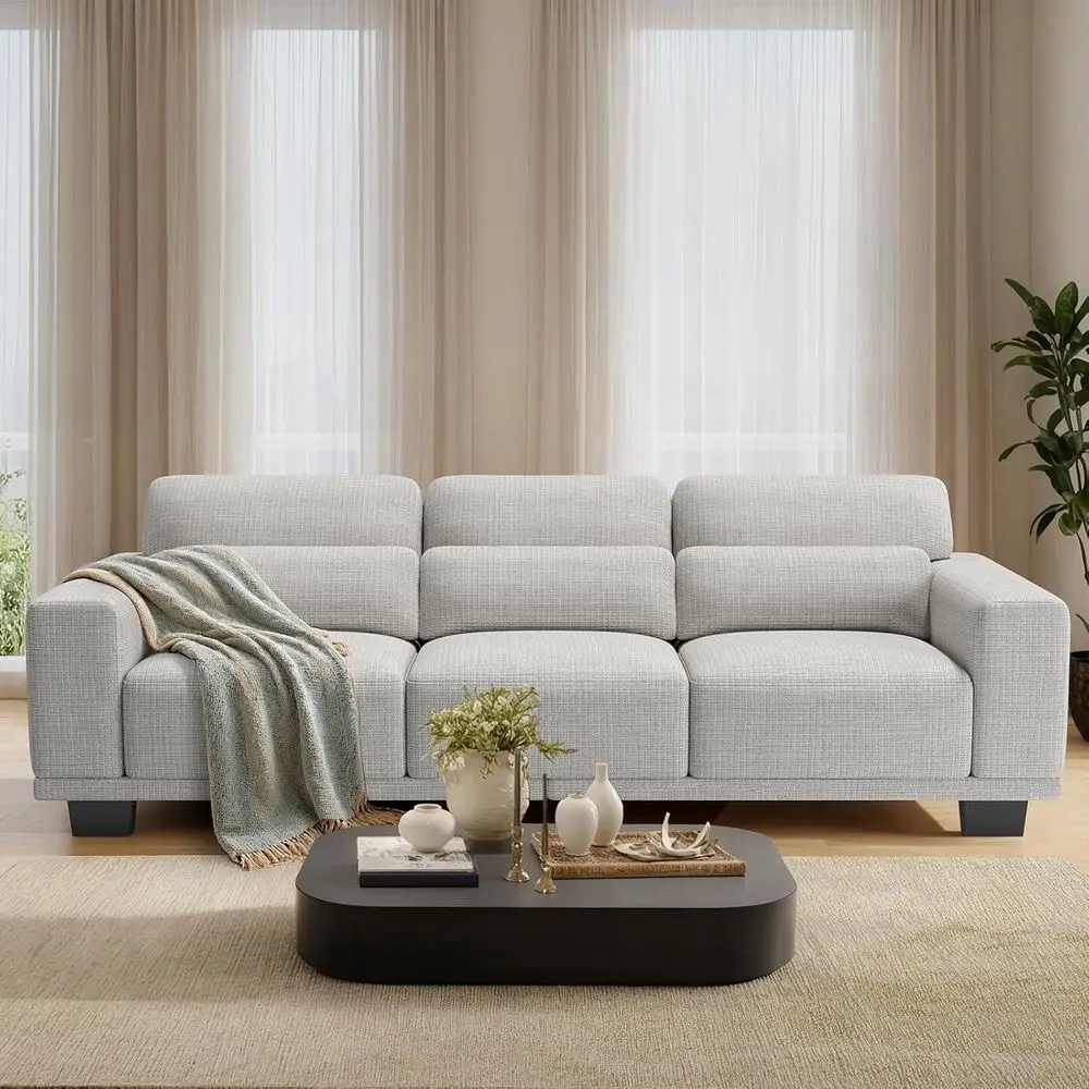 3-Seater Deep Seated Sofa with Wide Armrests, 89 for Living Room, Comfortable Cotton-Linen Cushion Covers, Grey
3-Seater Deep Seated Sofa with Wide Armrests, 89 for Living Room, Comfortable Cotton-Linen Cushion Covers, Grey
